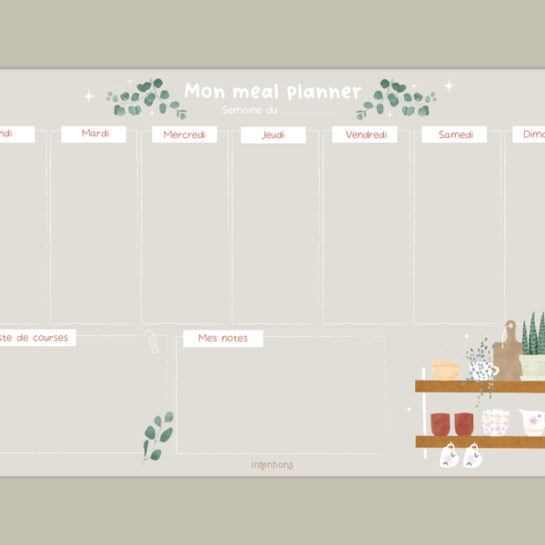 Meal planner magnétique - Intentions